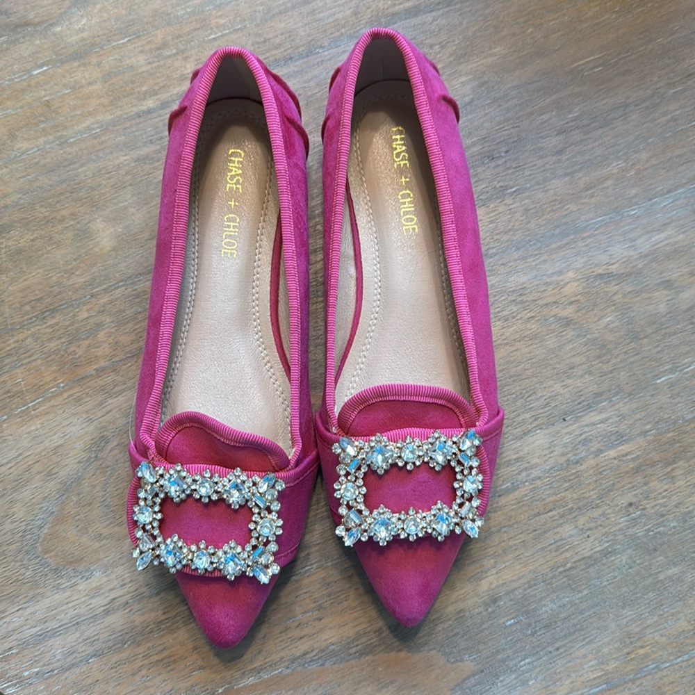 Hot Pink embellished flats size 8